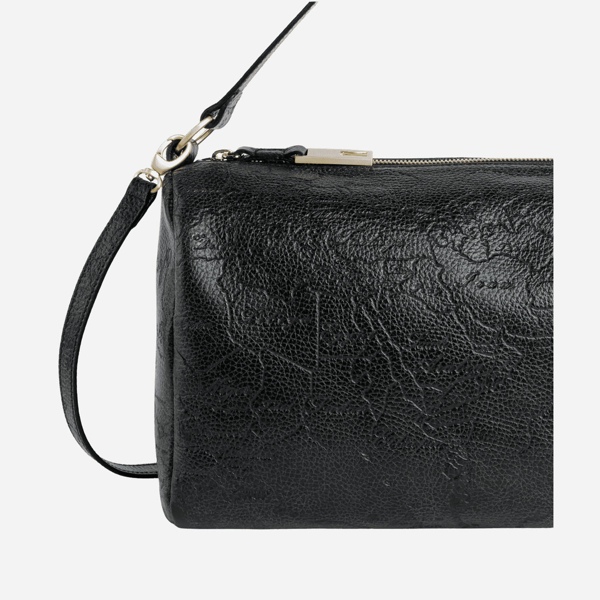 ALVIERO MARTINI Antique Geo Leather Bauletto Nero Nero