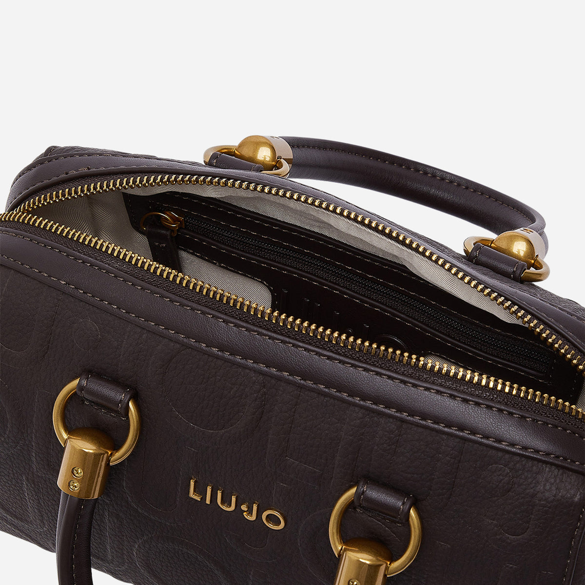 LIU JO BORSA A MANO PICCOLA CON LOGO Deep brown