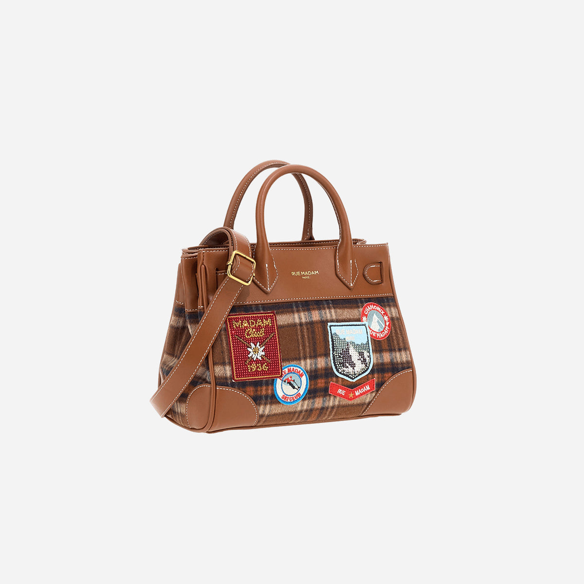 RUE MADAM CHAMONIX MINI TOTE TARTAN ORANGE