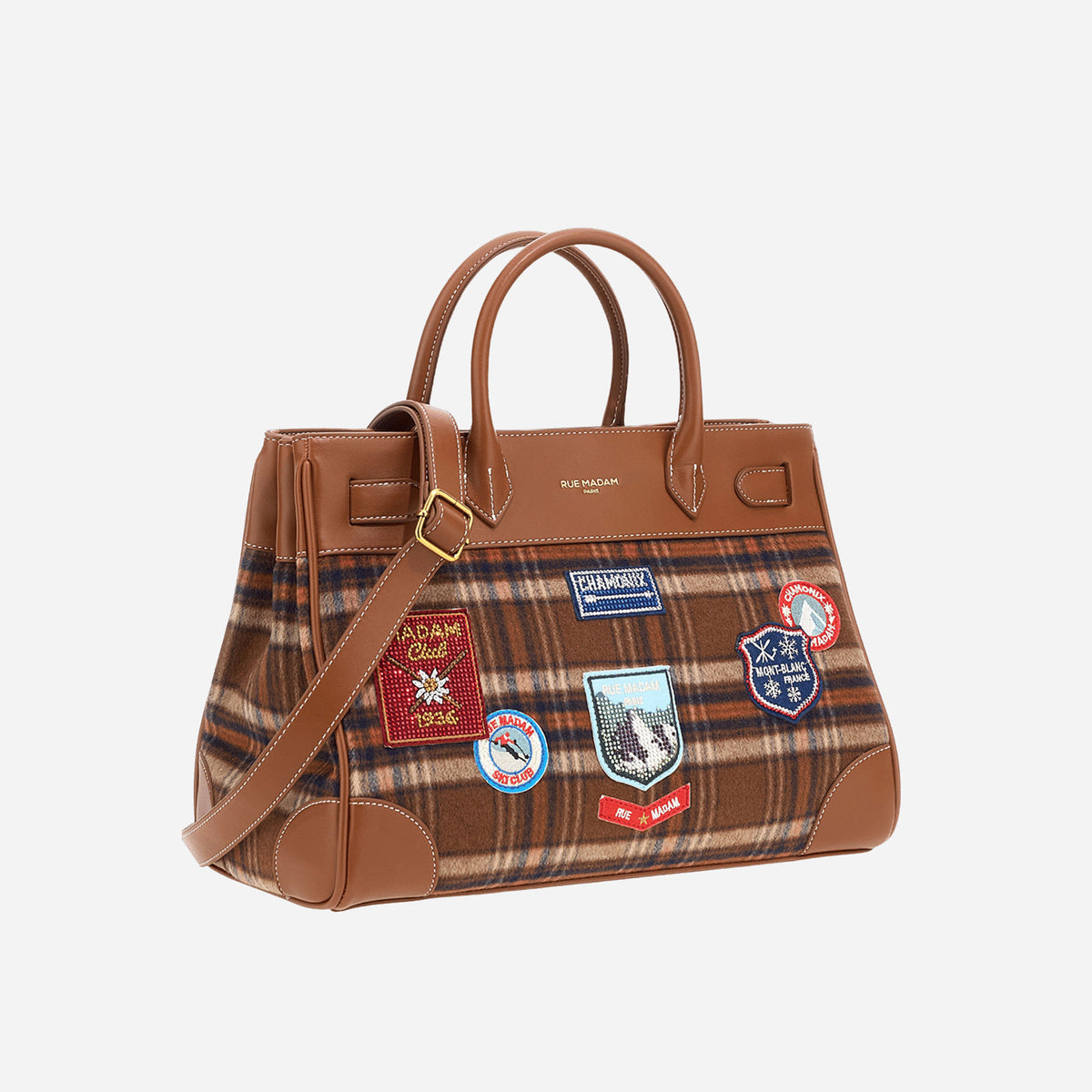 RUE MADAM CHAMONIX TOTE TARTAN ORANGE