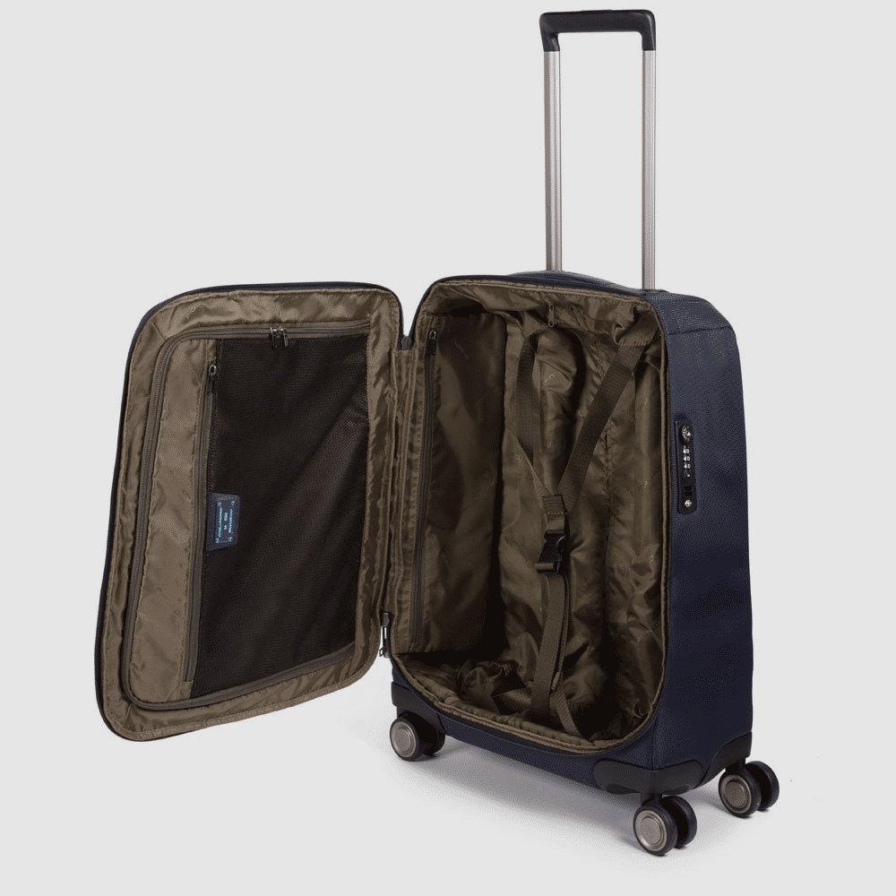 PIQUADRO Trolley da cabina ultra slim a quattro ruote Blu