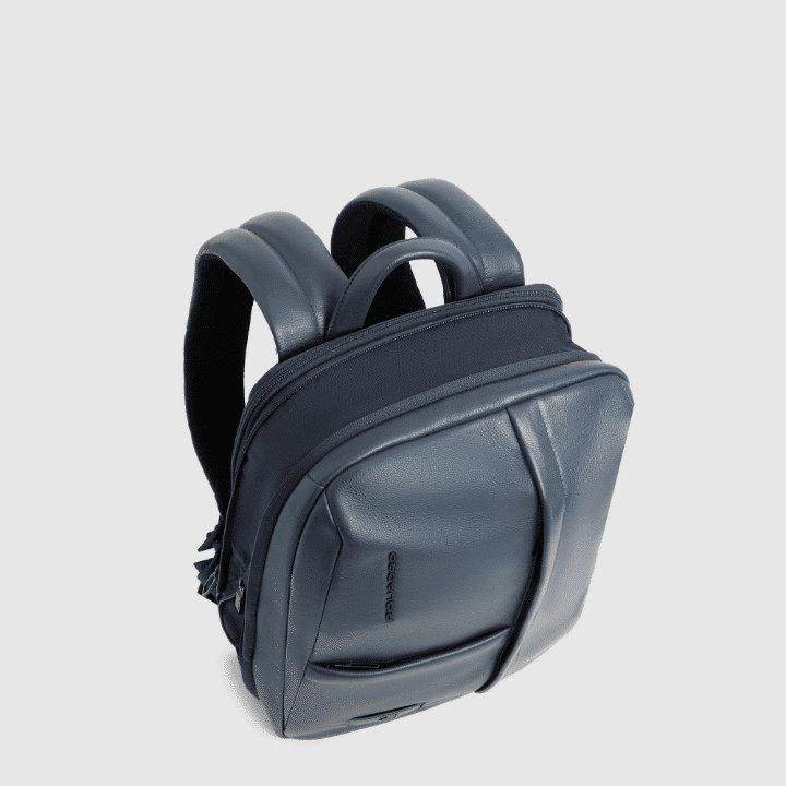 PIQUADRO Zaino PC 14'' espandibile in pelle Blu