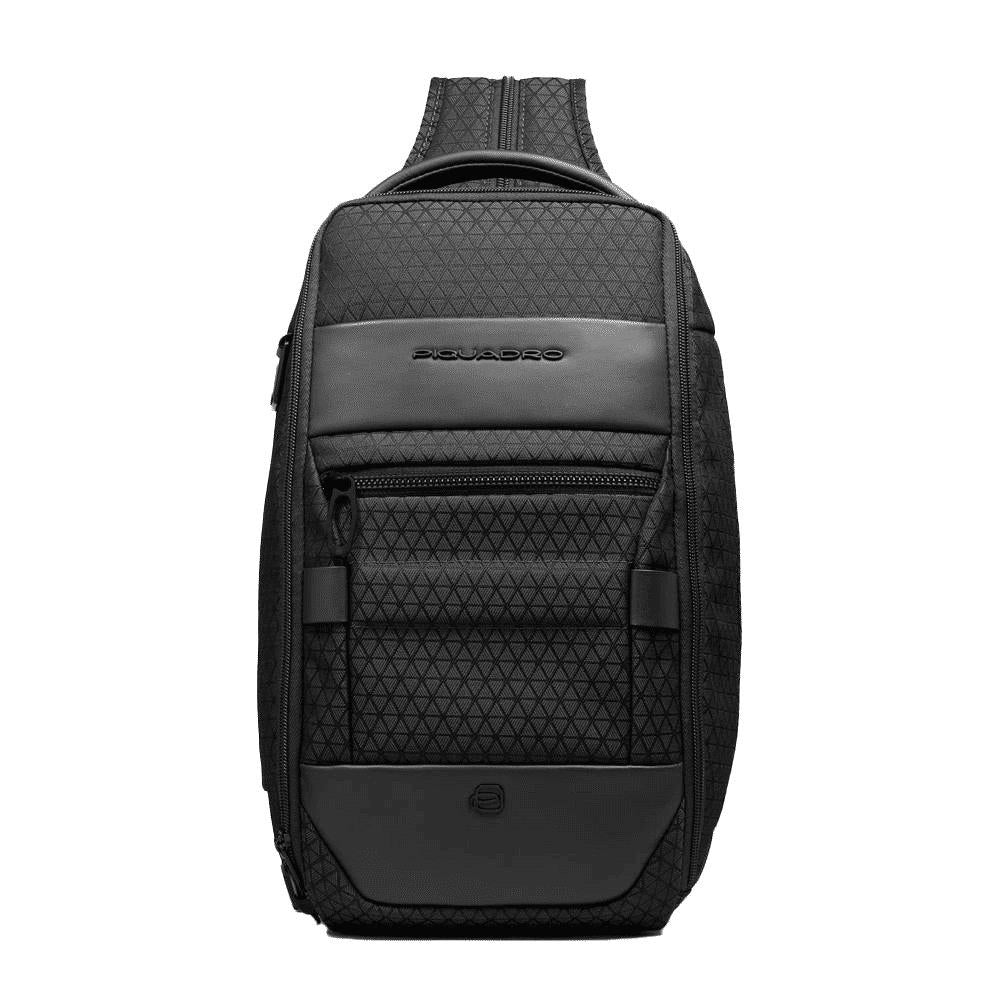 PIQUADRO Zaino monospalla uomo porta iPad® in tessuto Nero