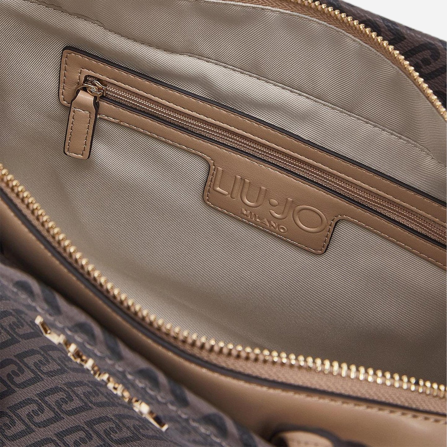 LIU JO Borsa jacquard media Testa moro/dk.cipria