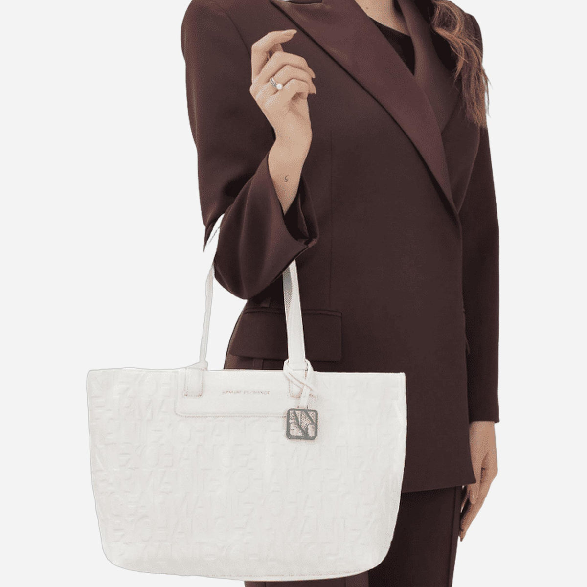ARMANI EXCHANGE Shopper a spalla Off White