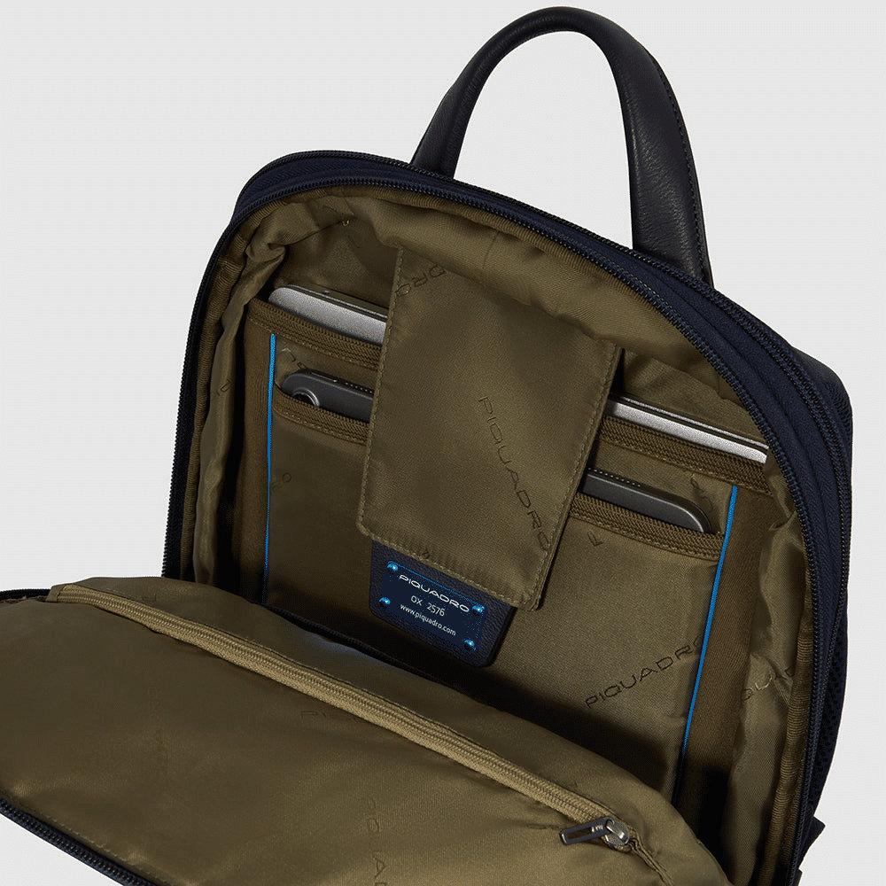 PIQUADRO Zaino sottile porta pc e porta iPad Blu
