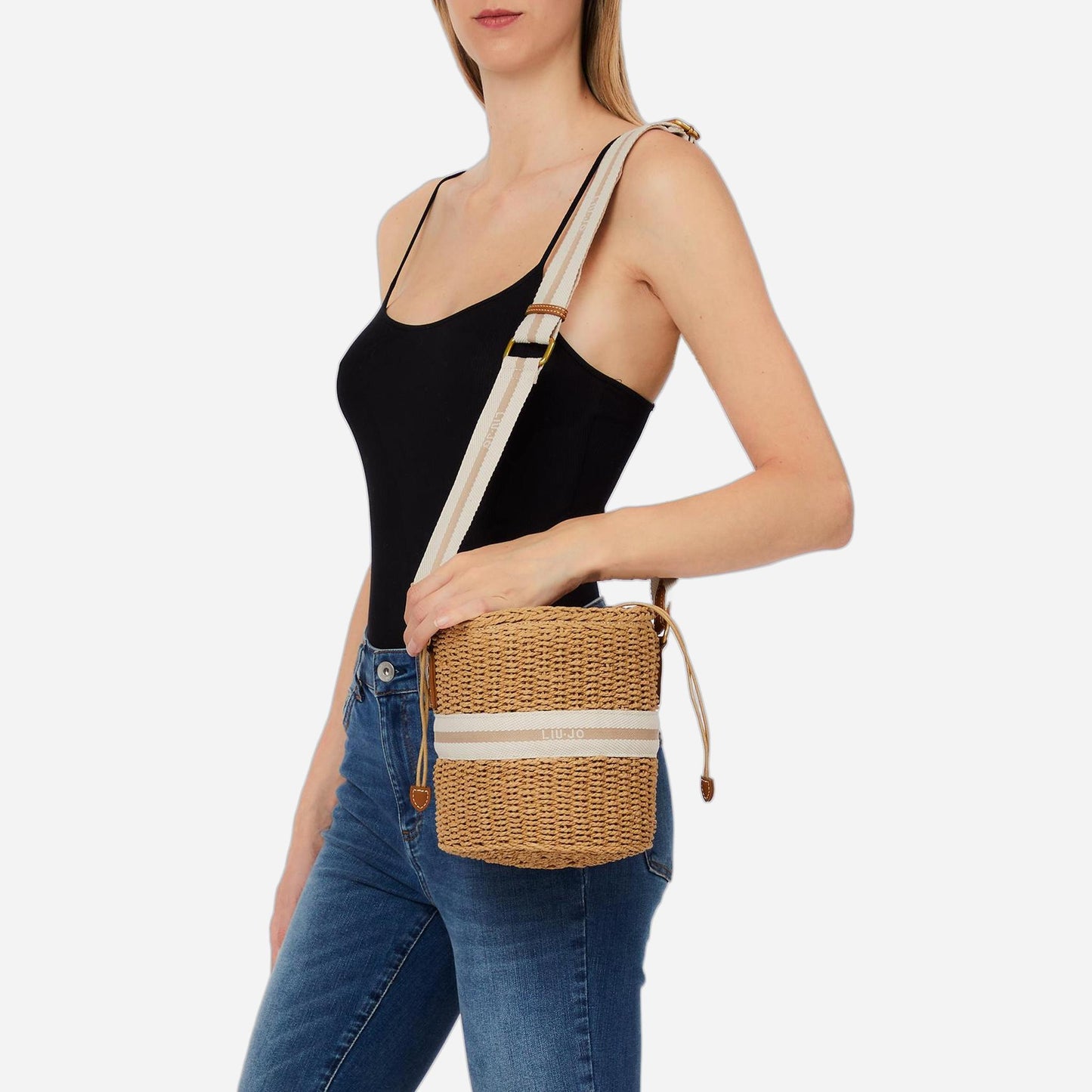 LIU JO Borsa secchiello in paglia CREAM