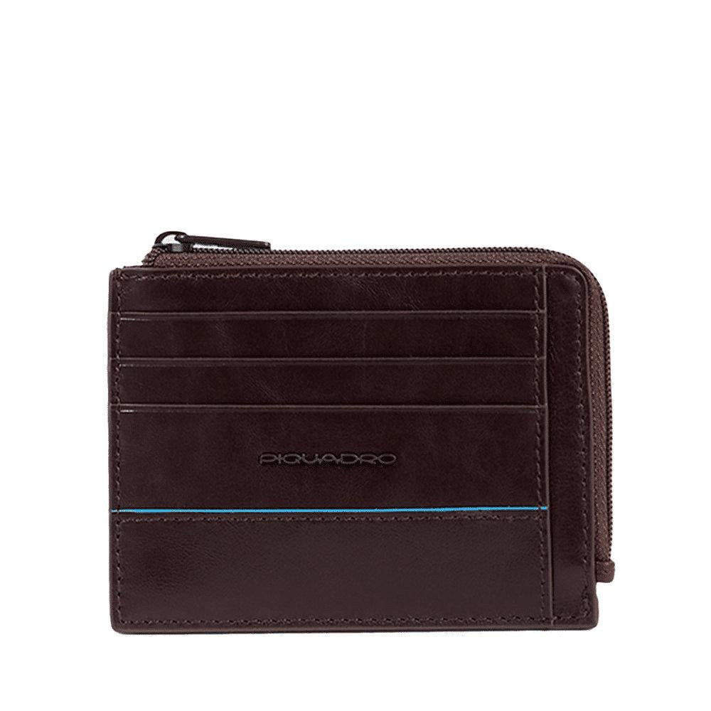 PIQUADRO Portamonete in pelle con porta documenti e carte Mogano