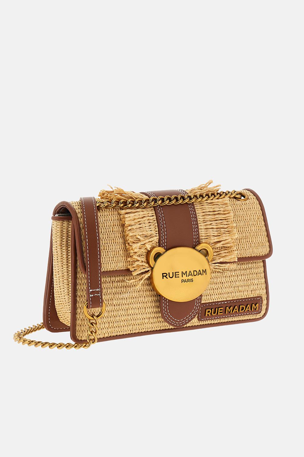 RUE MADAM TEDDY IT-BAG STRAW FRINGES STRAW BROWN