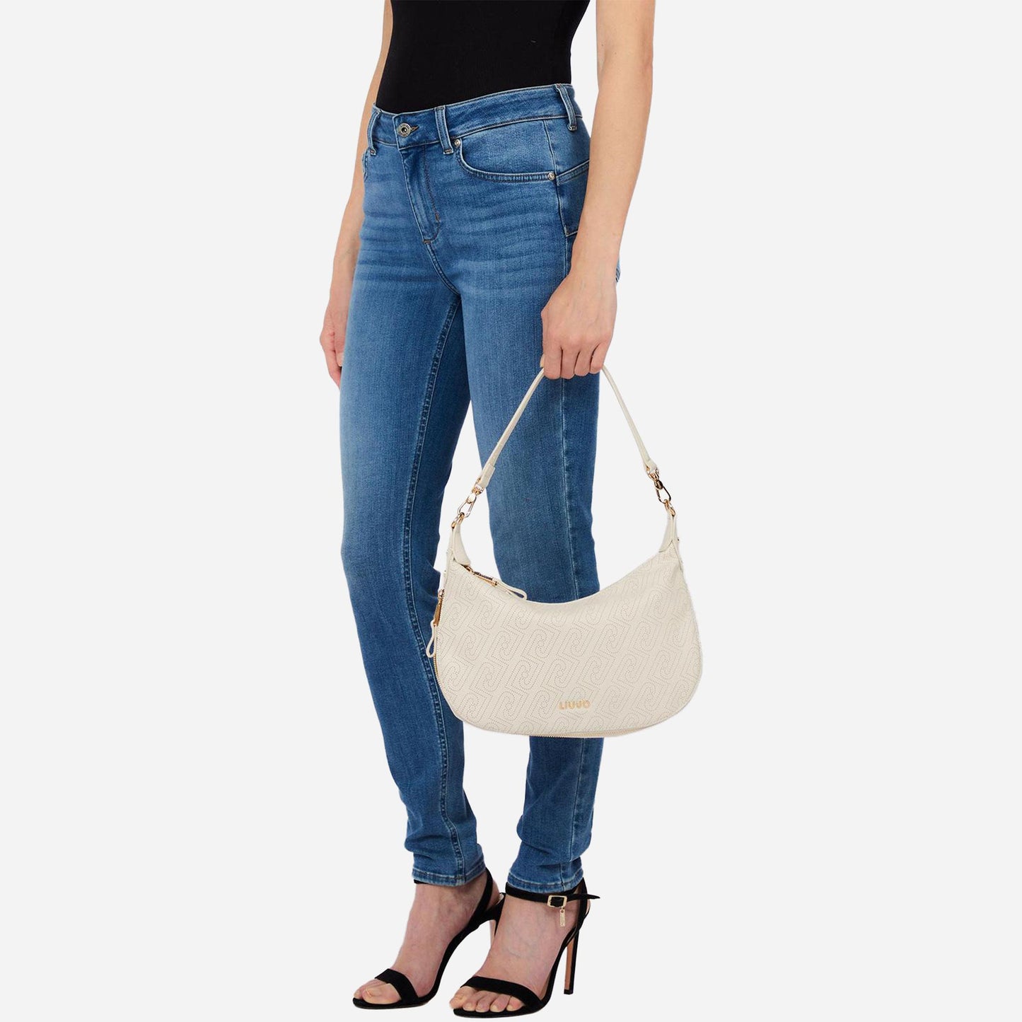 LIU JO Borsa a spalla media jacquard CREAM