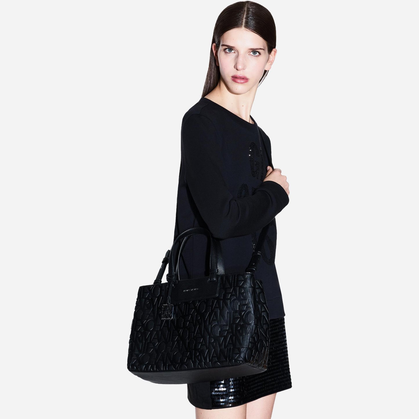 ARMANI EXCHANGE Borsa a mano e tracolla in ecopelle BLACK
