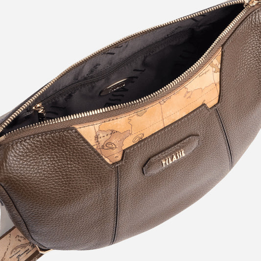 ALVIERO MARTINI Sierra Leather tracolla a mezzaluna Sequoia Sequoia 