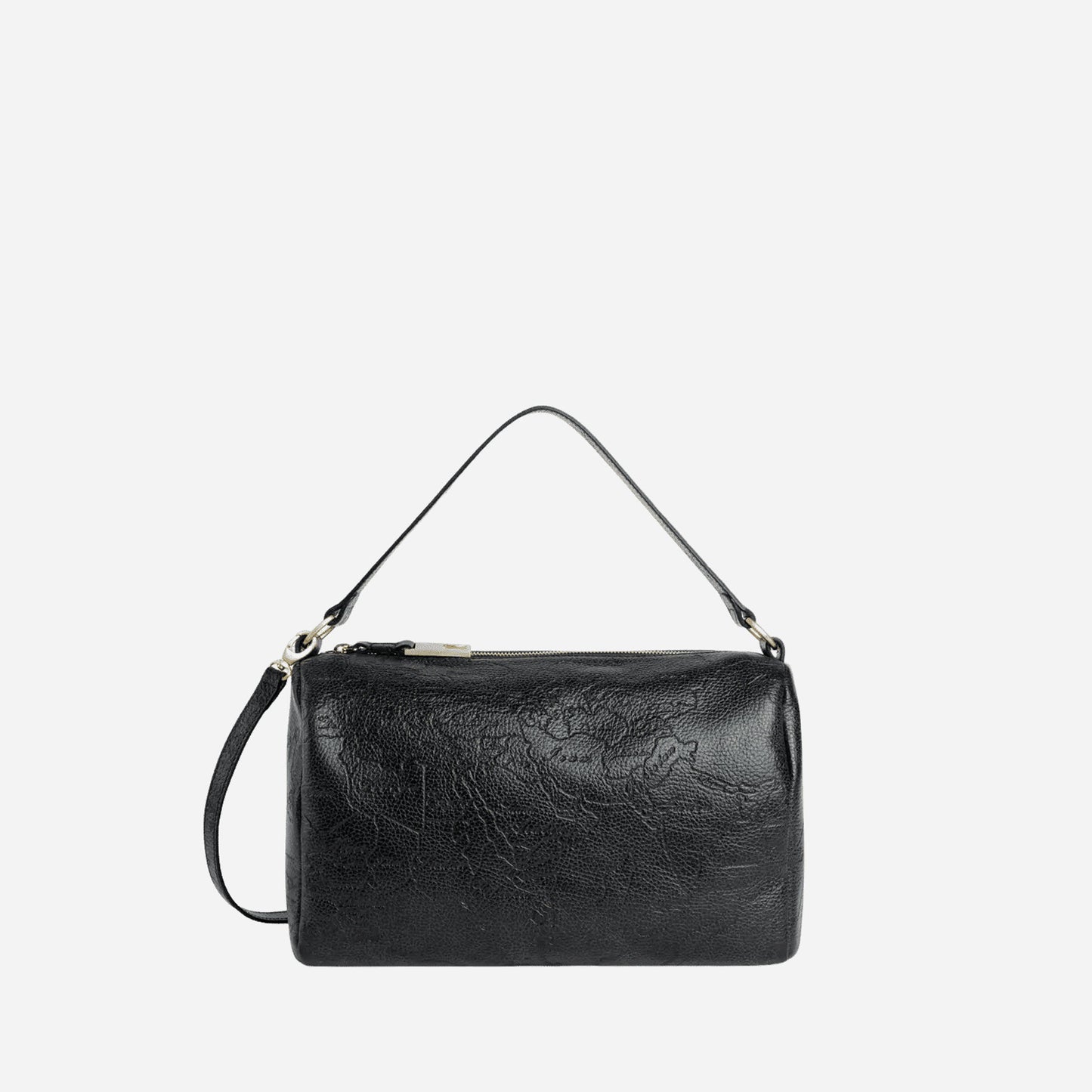 ALVIERO MARTINI Antique Geo Leather Bauletto Nero Nero 
