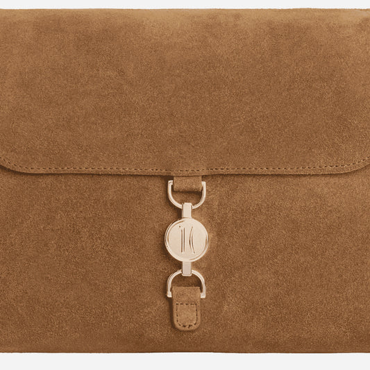 ALVIERO MARTINI Golden Coin Messenger borsa sottospalla Terra di Siena CAMOSCIO 