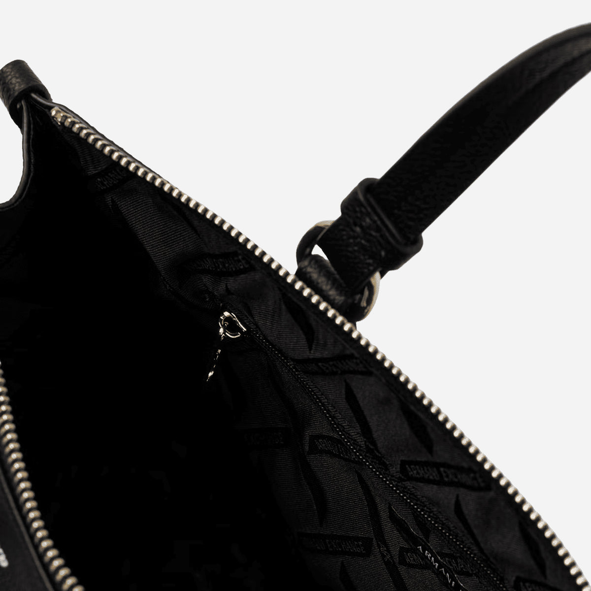 ARMANI EXCHANGE Borsa tote media a spalla logo all-over BLACK/WHITE 