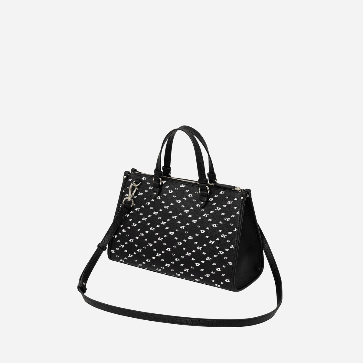 ARMANI EXCHANGE Borsa tote media a spalla logo all-over BLACK/WHITE 