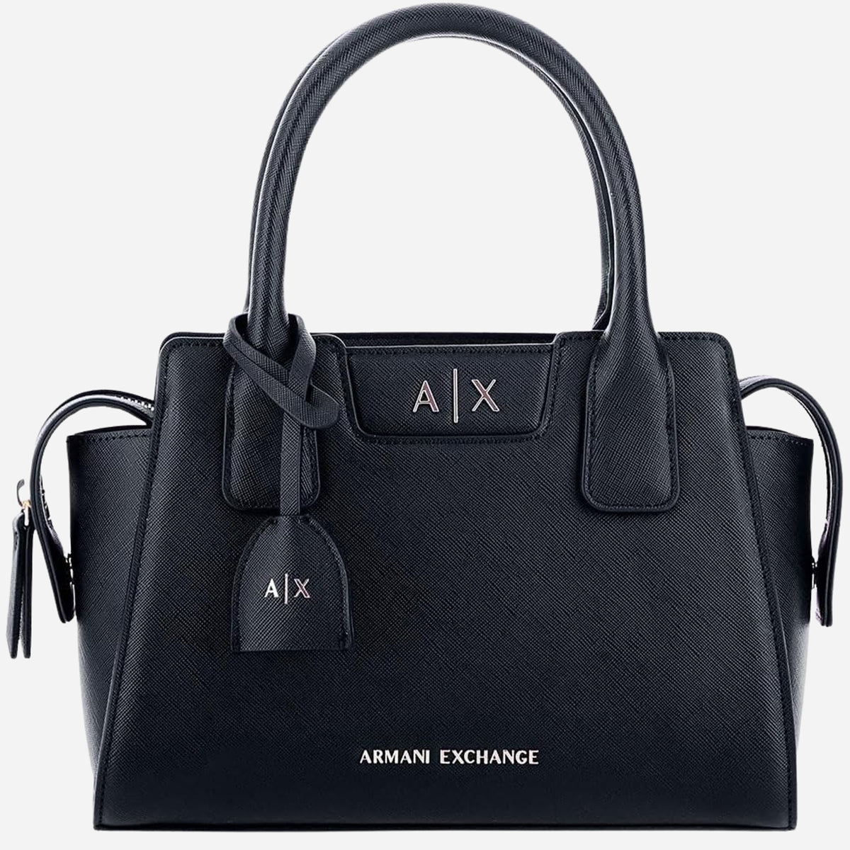 ARMANI EXCHANGE Amelie Tote S embossing logo effetto lucido BLACK 