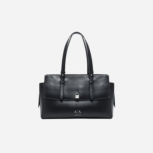 ARMANI EXCHANGE Borsa a mano media con patta e lucchetto BLACK 