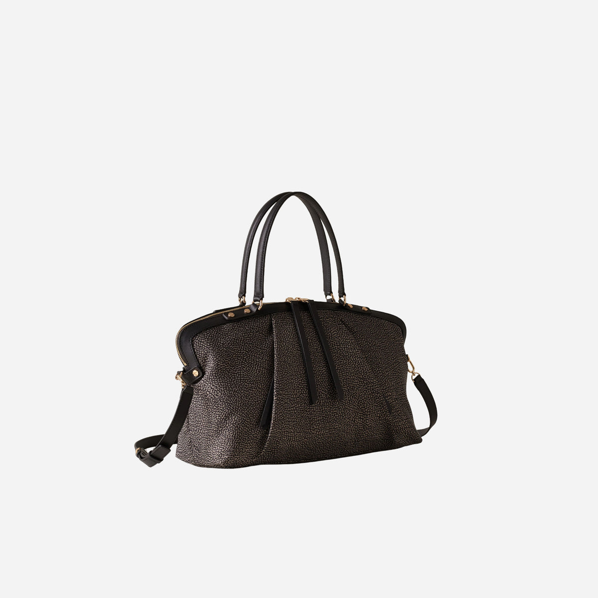 borbonese FRAME BORSA BAULETTO MEDIUM CATRAME 