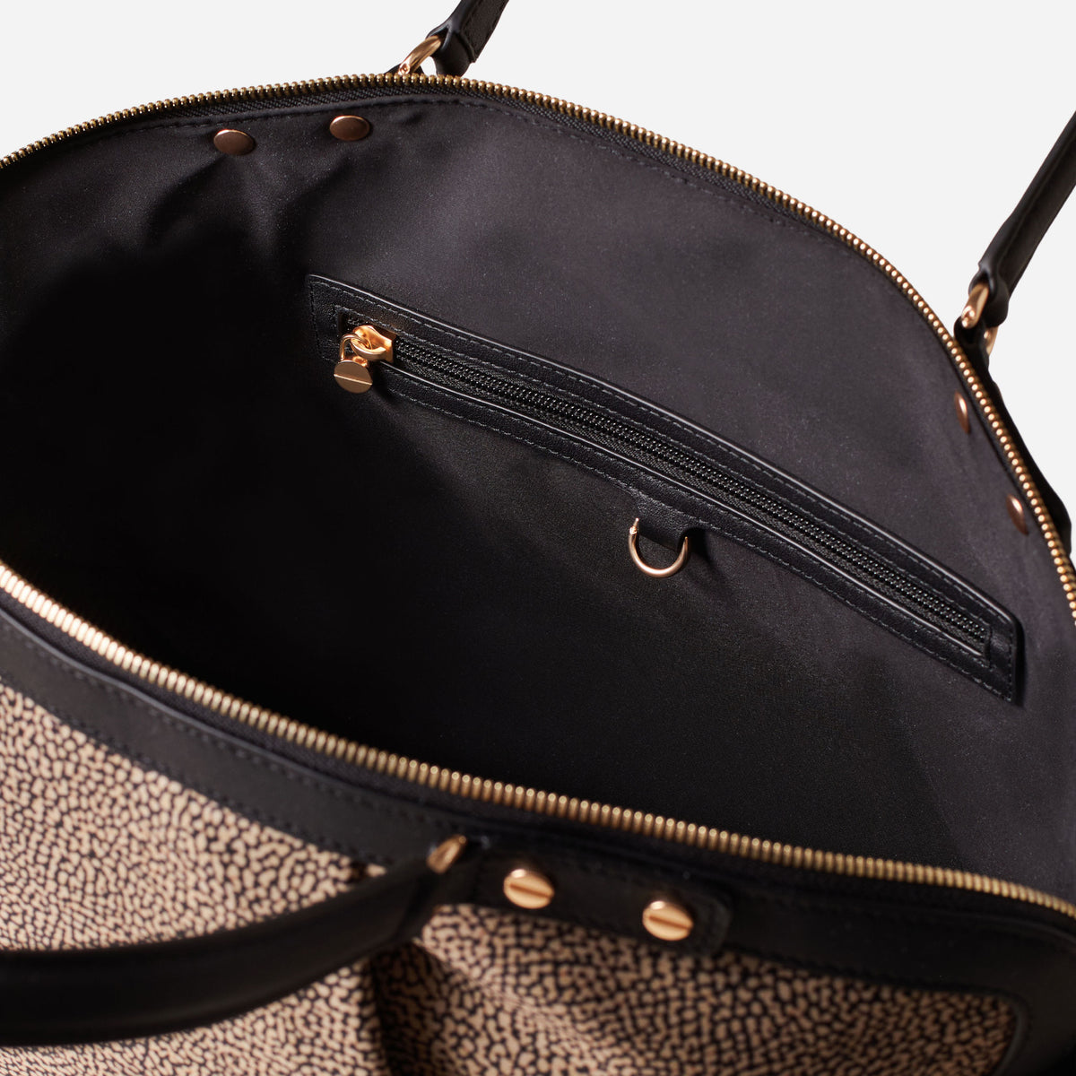 borbonese FRAME BORSA BAULETTO MEDIUM OP NATURALE/NERO 