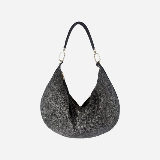 borbonese FRAME BORSA HOBO MEDIUM CATRAME 