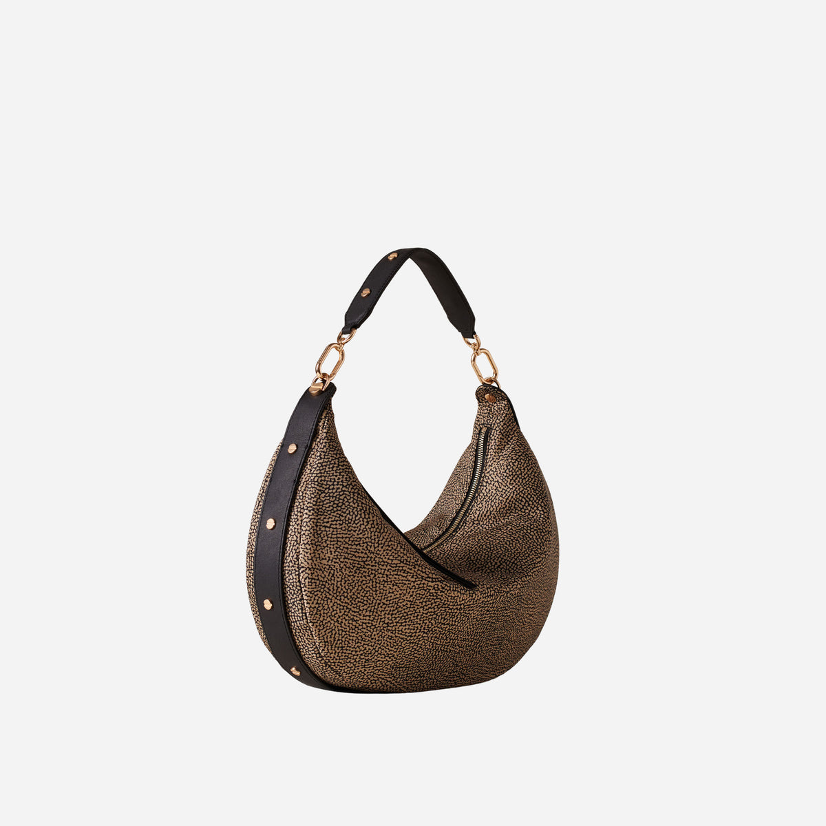 borbonese FRAME BORSA HOBO MEDIUM OP NATURALE/NERO 