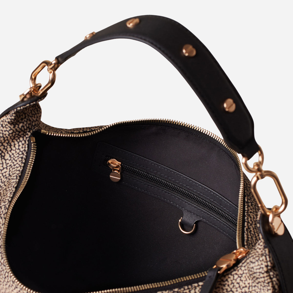 borbonese FRAME BORSA HOBO MEDIUM OP NATURALE/NERO 