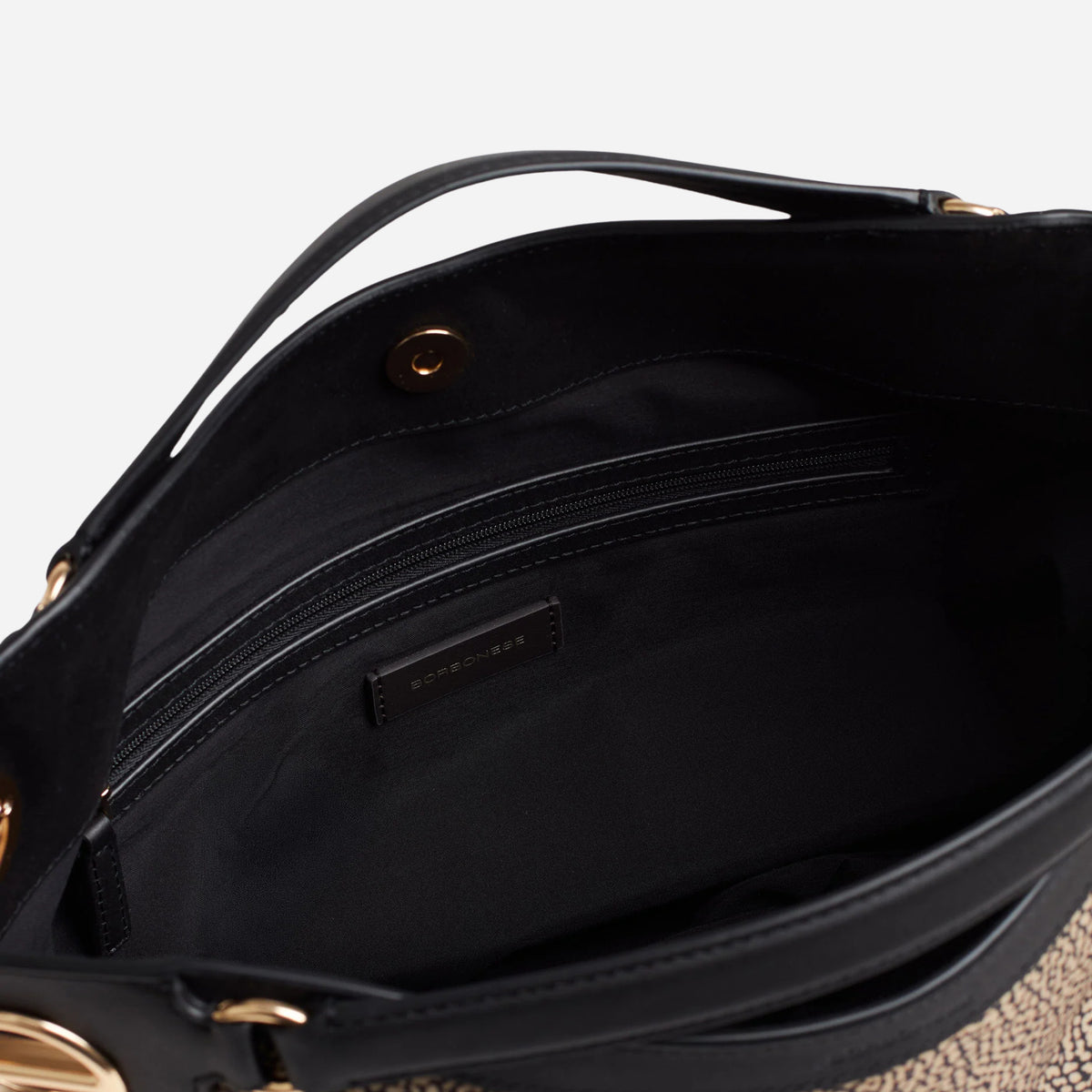 borbonese LONDON BORSA HOBO MEDIUM OP NATURALE/NERO 