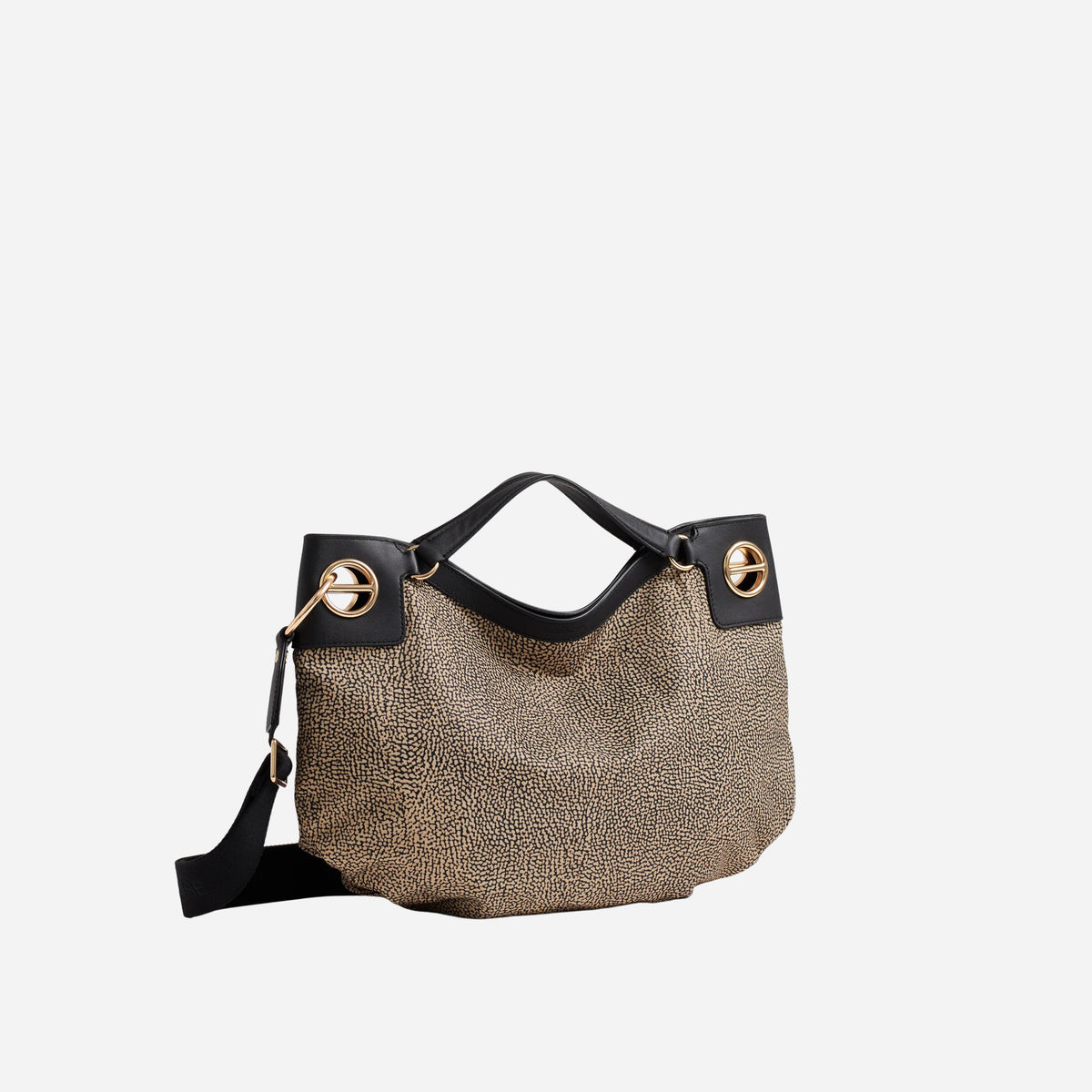 borbonese LONDON BORSA HOBO MEDIUM OP NATURALE/NERO 