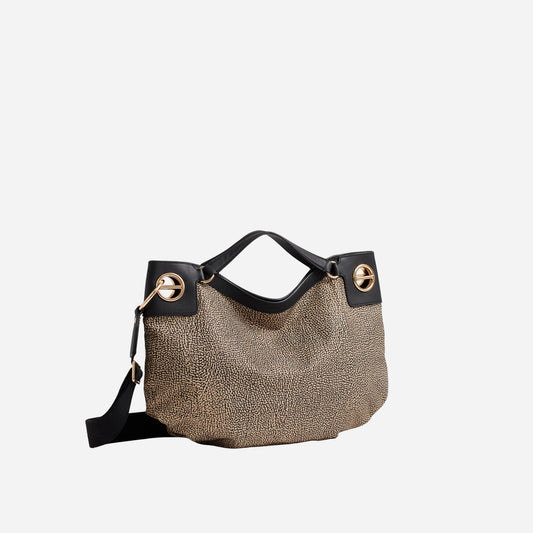 borbonese LONDON BORSA HOBO MEDIUM OP NATURALE/NERO 