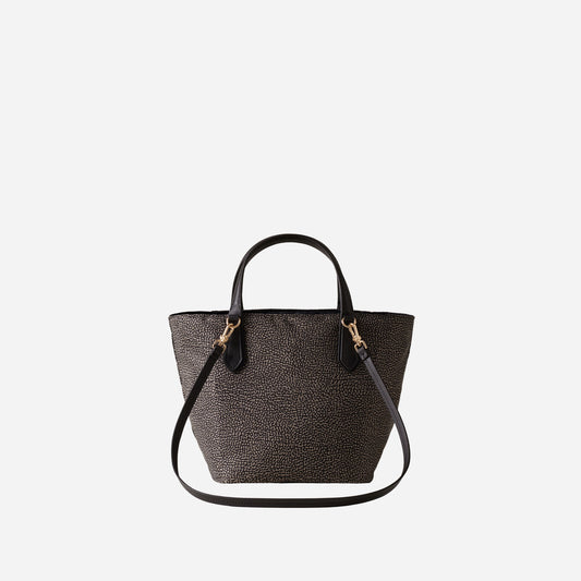 borbonese BORSA SHOPPING SMALL CATRAME/NERO 