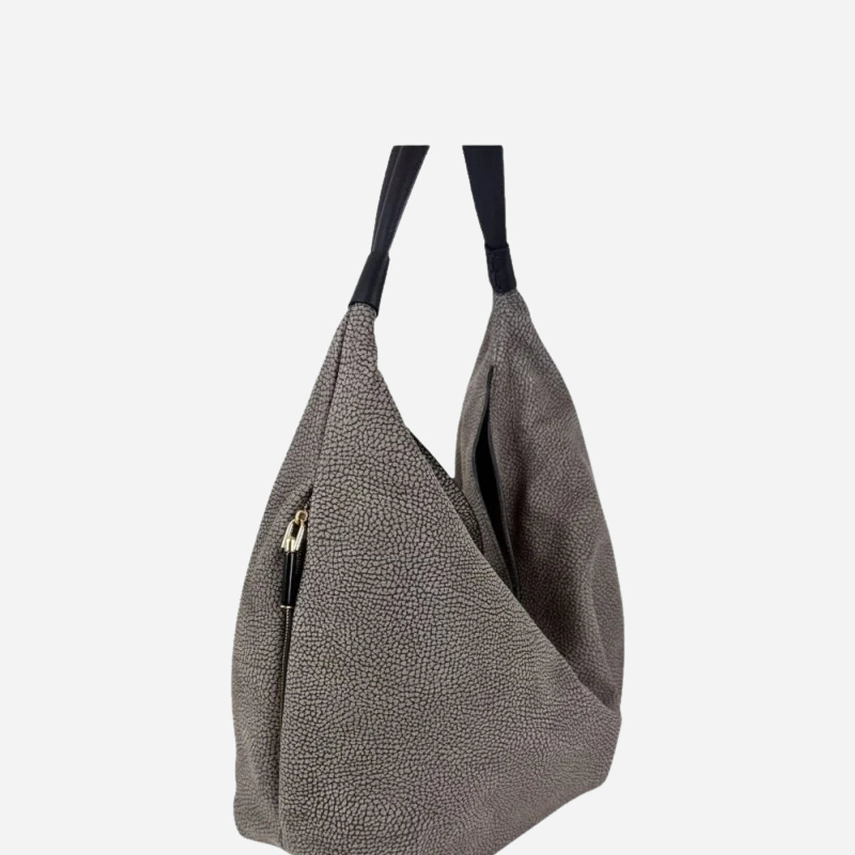 borbonese HOBO BAG MEDIUM CASTORO/EBANO 