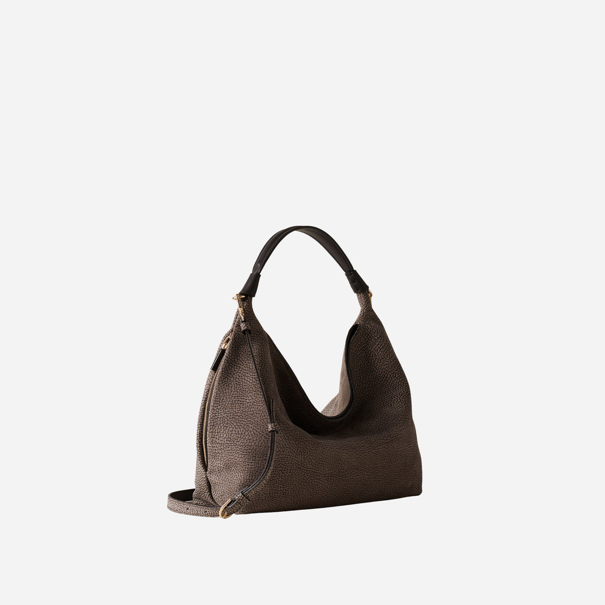 borbonese HOBO BAG SMALL CASTORO/EBANO 
