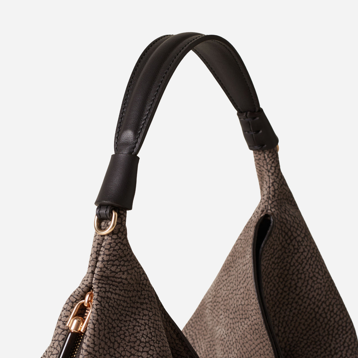 borbonese HOBO BAG SMALL CASTORO/EBANO 