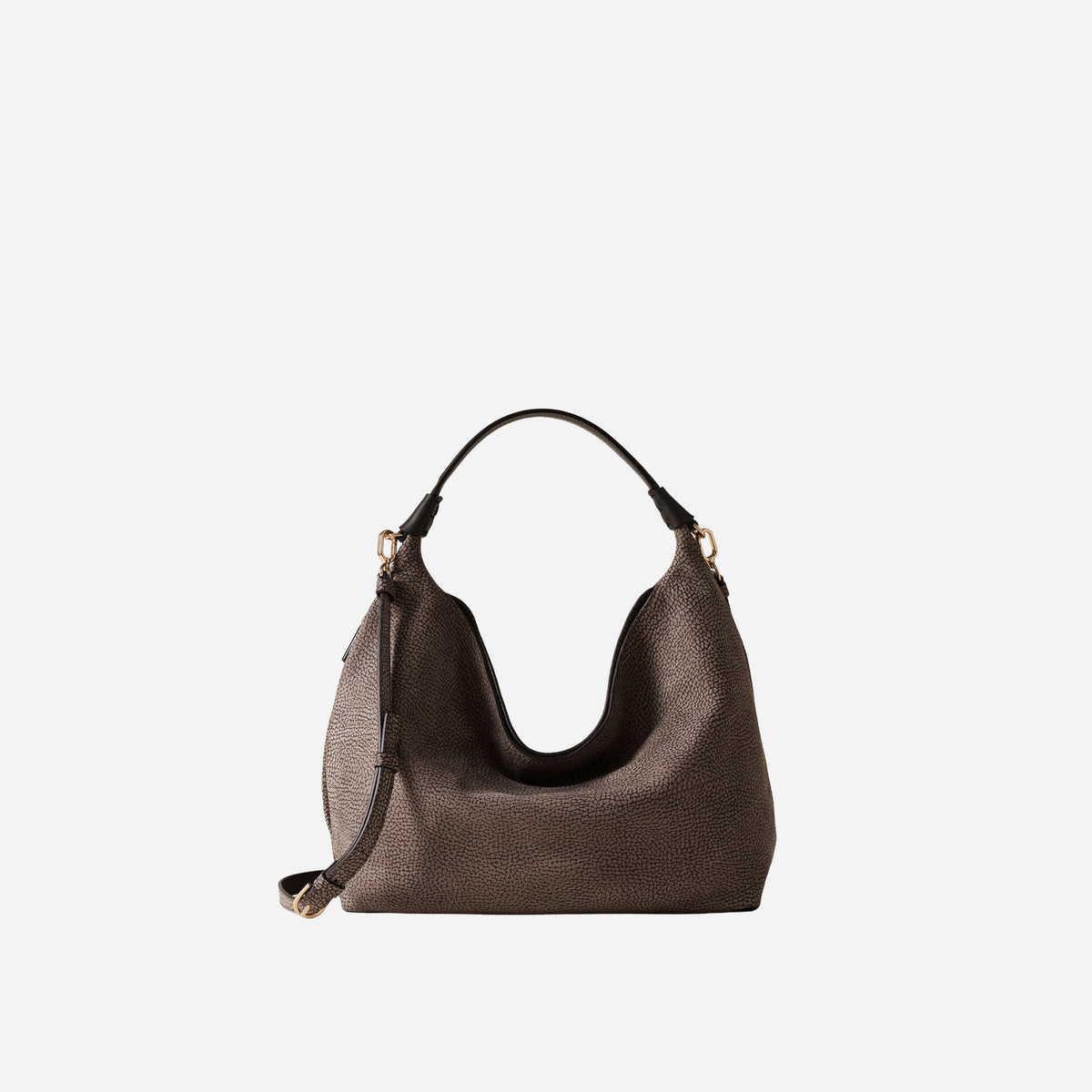 borbonese HOBO BAG SMALL CASTORO/EBANO 