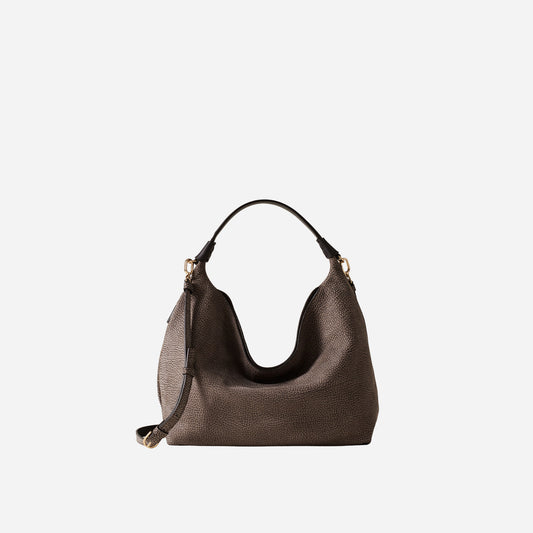 borbonese HOBO BAG SMALL CASTORO/EBANO 