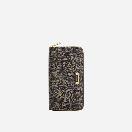 borbonese PORTAFOGLIIO LARGE ZIP AROUND CATRAME 
