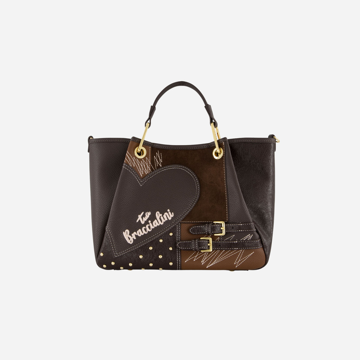 Braccialini BORSA BRACCIALINI AMY PATCHWORK POLISYNT Cioccolato 
