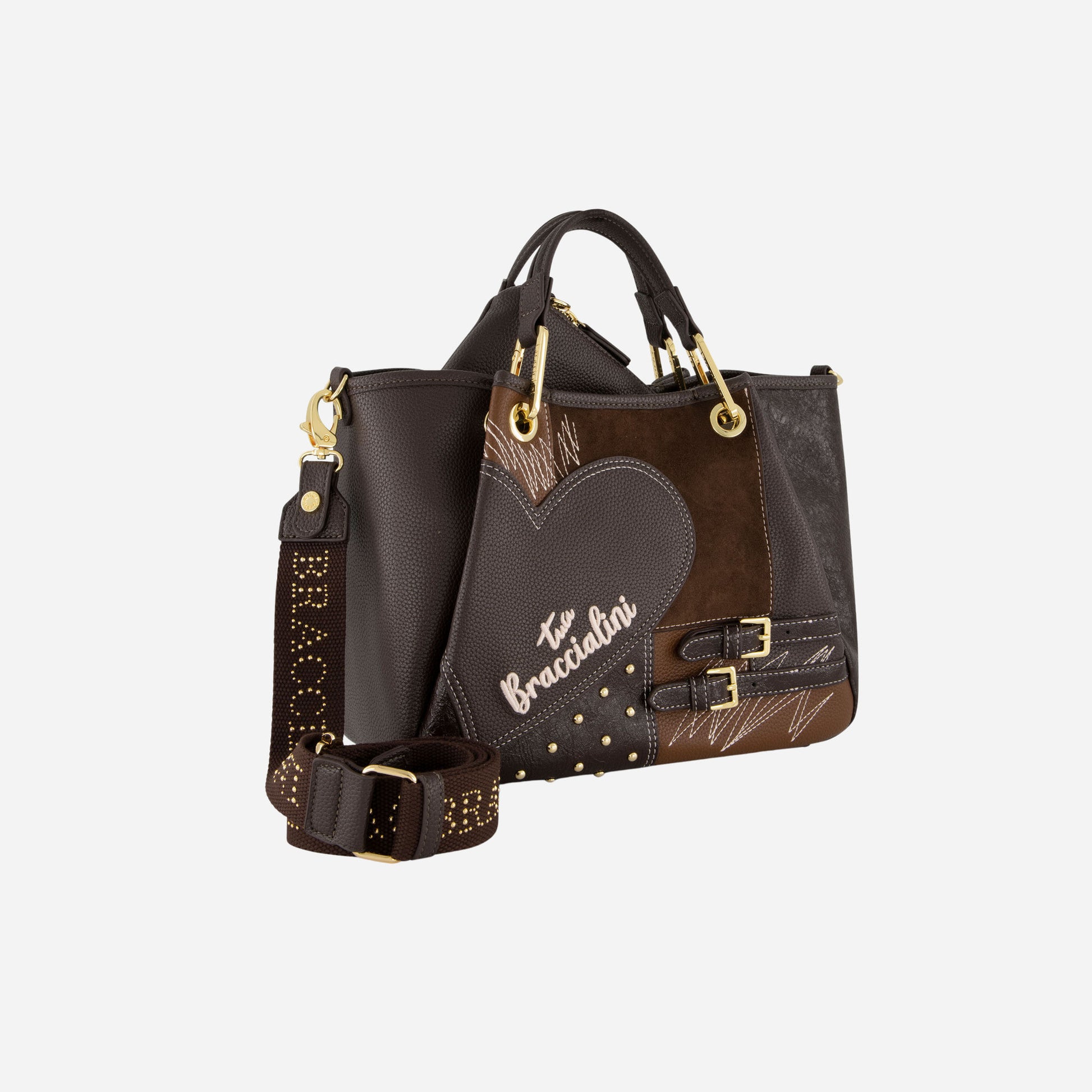 Braccialini BORSA BRACCIALINI AMY PATCHWORK POLISYNT Cioccolato 