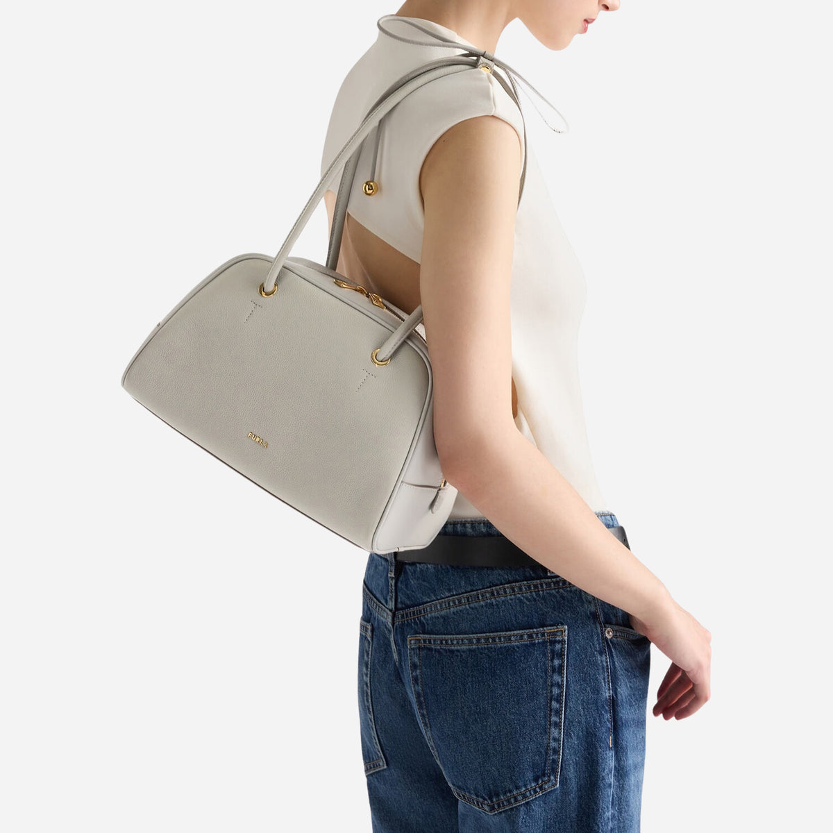 FURLA Furla Poppy Borsa a mano M STONE GRAY 