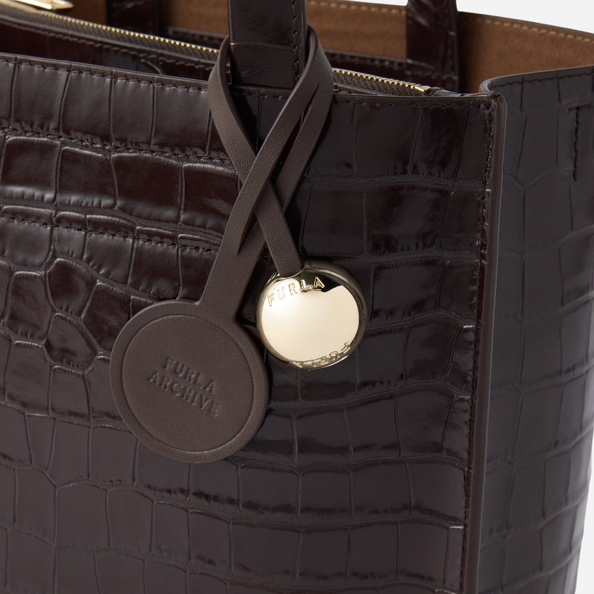 FURLA Divide It Borsa shopping piccola in pelle Cioccolato 
