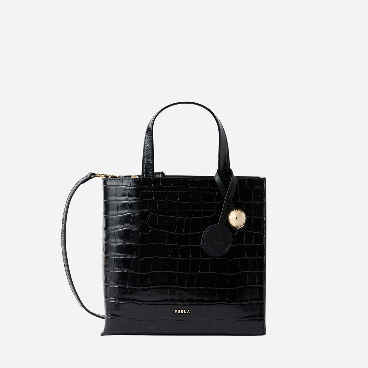 FURLA Divide It Borsa shopping piccola in pelle Nero 