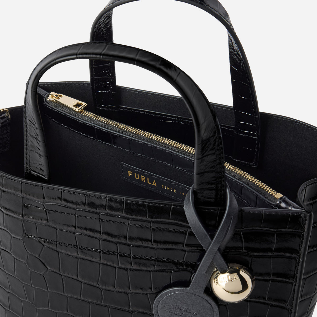 FURLA Divide It Borsa shopping piccola in pelle Nero 