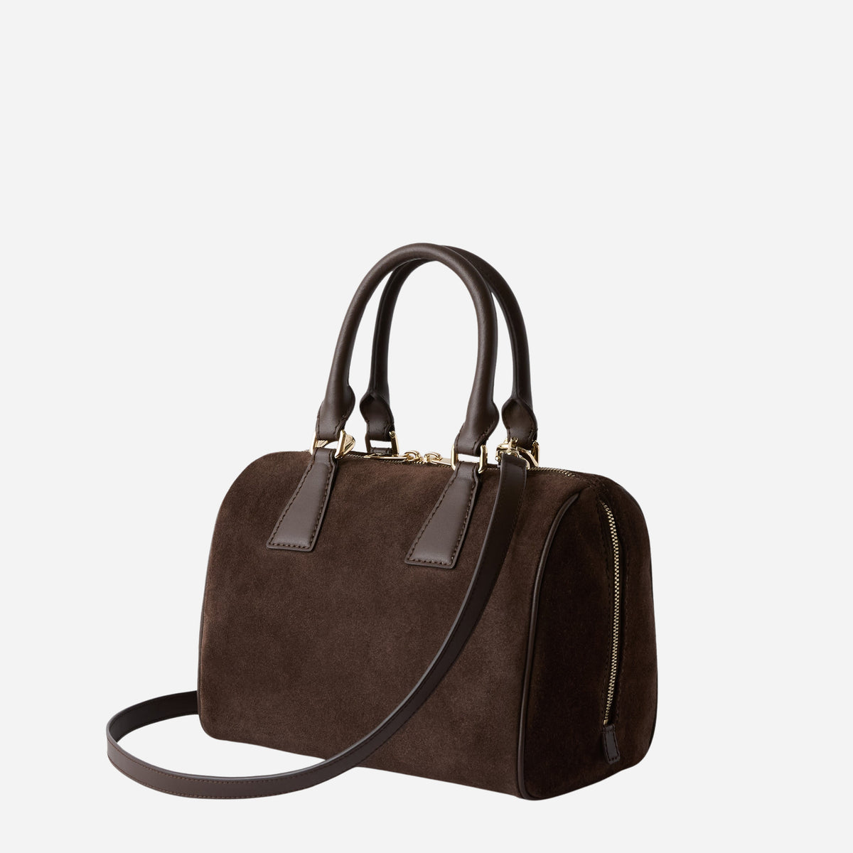 FURLA Olivia Borsa Boston media in camoscio TONI CIOCCOLATO 