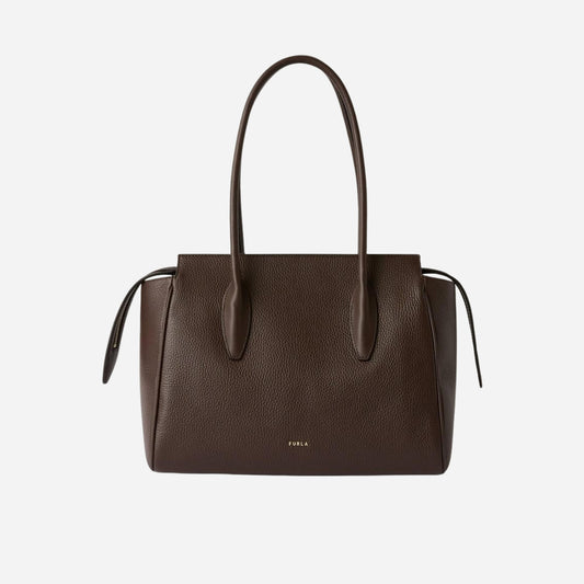FURLA Ambra L Borsa tote grande a spalla in pelle Cioccolato 