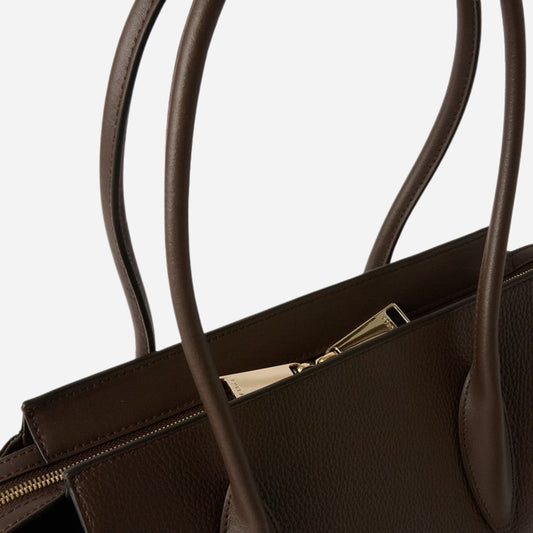 FURLA Ambra L Borsa tote grande a spalla in pelle Cioccolato 