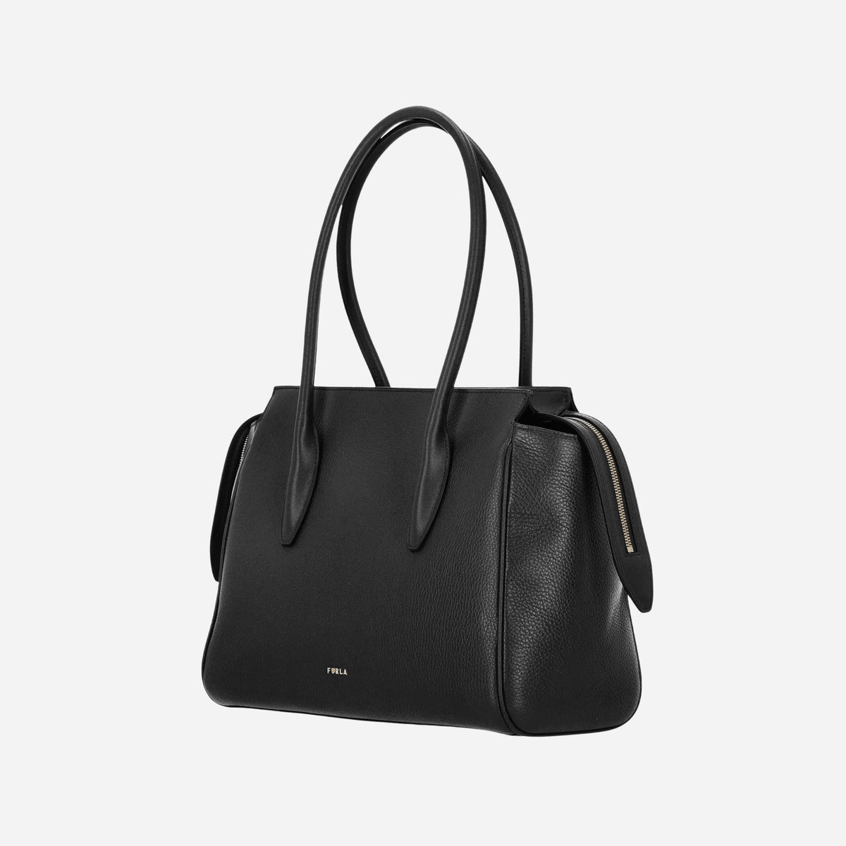 FURLA Ambra L Borsa tote grande a spalla in pelle Nero 