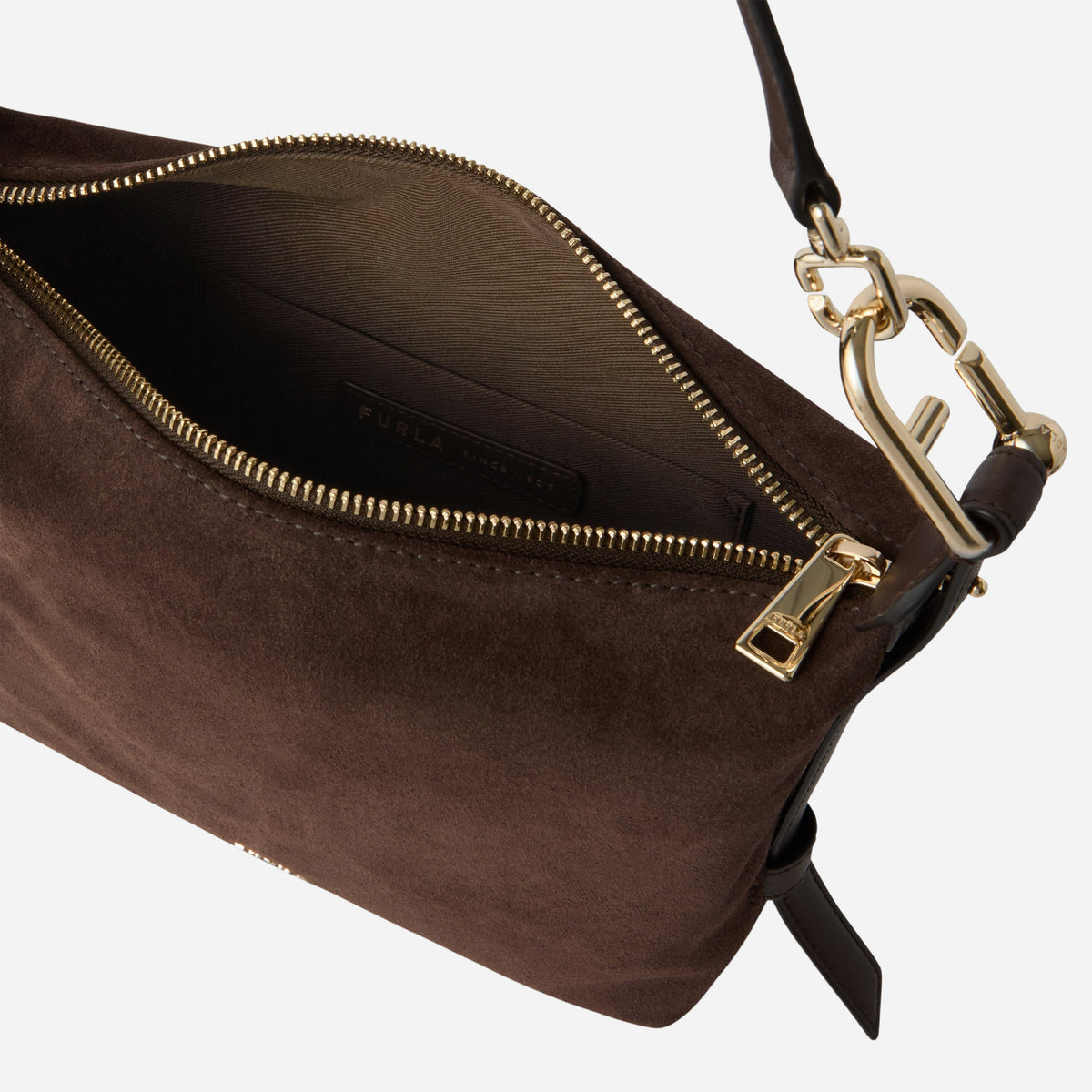 FURLA Tonie Borsa mignon a spalla in camoscio TONI CIOCCOLATO 