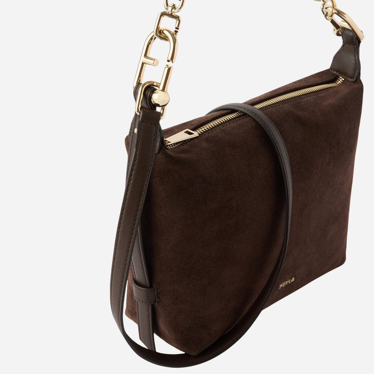 FURLA Tonie Borsa mignon a spalla in camoscio TONI CIOCCOLATO 