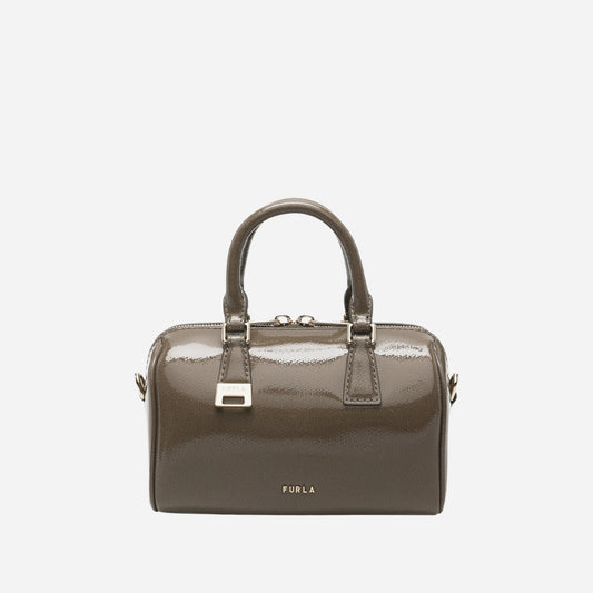 FURLA Olivia Borsa mini a mano in pelle verniciata MUDDY GRAY 
